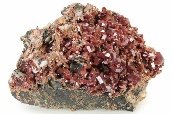 Deep Red Vanadinite Crystals on Barite - Morocco #231838